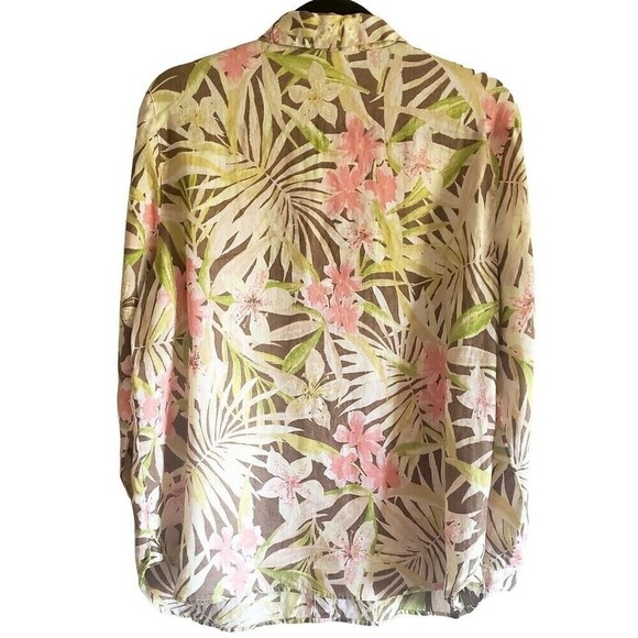 J. Jill Love Linen Floral Top MP Womens Lagenlook Tunic Button Up Simple Casual - Picture 2 of 12
